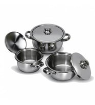 GÜLSAN ORJİNAL ÇAKIR SET 3 LÜ ÇELİK KAPAK 6 PARÇA