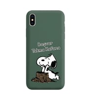 Snoopy Tasarımlı Koyu Yeşil Lansman Telefon Kılıfı İphone X