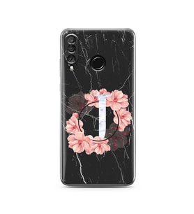 Mermer Çiçekli Harf Tasarım Süper Şeffaf Silikon Telefon Kılıfı Huawei P30 Lite 