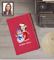 Kişiye Özel Yılbaşı Bayan Karikatürlü Kırmızı Defter Model-2