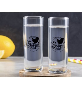 BK Gift Kişiye Özel Renkli Baskılı Sosyal İçici Tasarımlı İkili Vodka Bardağı-1 (Beyaz)