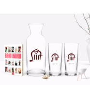 BK Gift Kişiye Özel Renkli Baskılı Siirt Tasarımlı Turistik İkili Rakı Bardağı Karaf ve Cep Kitabı Hediye Seti-1 (Model 1)