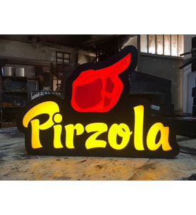 Pirzola Yazılı Tabela 3D Led Neon Etkili Işıklı Tabela 30X45 CM Tek Taraflı