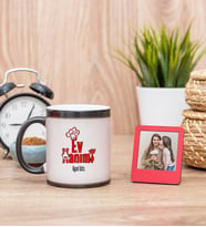 Ev Hanımı Sihirli  Kupa Bardak ve Kırmızı Mini Çerçeve