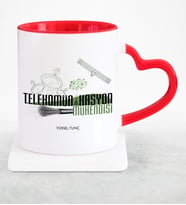 BK Gift Kişiye Özel Mesleki Telekomünikasyon Mühendisi Kırmızı Kalpli Kupa Bardak