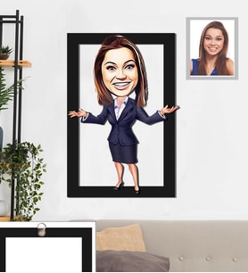 Kişiye Özel Patron Karikatürlü 3D Ahşap Tablo 30x47 Bayan-3