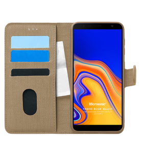 Microsonic Samsung Galaxy J4 Core Kılıf Fabric Book Wallet Gold