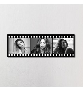 3 Fotoğraflı Film Şeridi Temalı Kolaj Kanvas Tablo