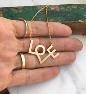 24 Ayar Has Altın Kaplama LOVE (AŞK) Kolyesi