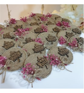 Hasır Magnet Çınar Söz,Nişan,Nikah ve Düğün Hediyesi 50 Adet (Natural)