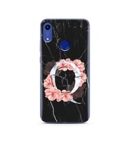 Mermer Çiçekli Harf Tasarım Süper Şeffaf Silikon Telefon Kılıfı Huawei Honor 8A 