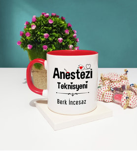 Anestezi Teknisyeni Tasarımlı Kişiye Özel Anestezi Teknisyeni Kupa Bardak Kırmızı
