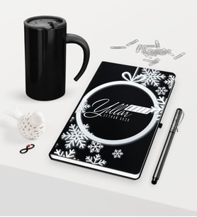 BK Gift Kişiye Özel Yılbaşı Mutlu Yıllar Temalı Siyah Defter Kalem Termos Mug Seti - 14