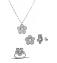 Çiçek Gümüş Set İnlove Gümüş Kolye Set Takı (Beyaz)