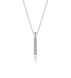 925 Ayar Gümüş Çubuk Swarovski Taşlı Kolye Sertifikalı Qr Kodlu