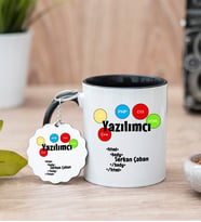 Yazılımcı Siyah Kupa Bardak Ve Anahtarlık Set