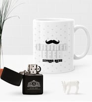 BK Gift Kişiye Özel Kahraman Baba Benzinli Çakmak ve Kupa Seti-3 (Model 1)