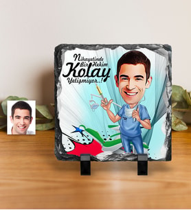 BK Gift Kişiye Özel Bay Diş Hekimi Karikatürlü Dekoratif Doğal Taş  4