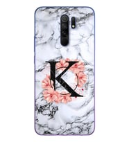 Mermer Çiçekli Harf Tasarım Süper Şeffaf Silikon Telefon Kılıfı Xiomai Redmi 9 K
