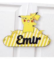 Kişiye Özel Bebek Kapı Süsü 3D Pikachu