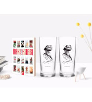 BK Gift Kişiye Özel Renkli Baskılı Atatürk Temalı İkili Rakı Bardağı ve Rakı Cep Kitabı Hediye Seti-17 (Model 1)