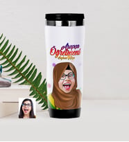 BK Gift Kişiye Özel Tesettürlü Bayan Öğretmen Karikatürlü Çelik Termos Bardak - 3