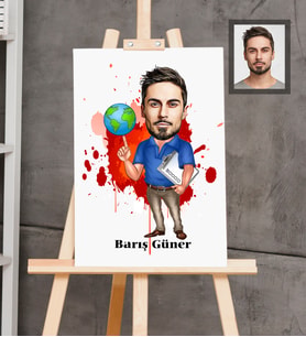 Kişiye Özel Patron Karikatürlü  Ahşap Tablo 30x47 Bay-16