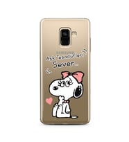 Snoopy Tasarımlı Süper Şeffaf Silikon Telefon Kılıfı Samsung A8 Plus