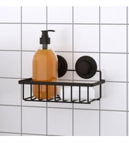 TEKNOTEL DELME VİDA MATKAP YOK! VAKUMLU TEK KATLI BANYO RAFI MAT SİYAH DM241
