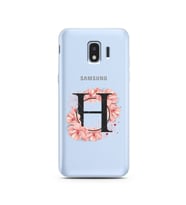 Pembe Çiçekli Harf Tasarım Süper Şeffaf Silikon Telefon Kılıfı Samsung J2 Pro (2