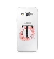 Pembe Çiçekli Harf Tasarım Süper Şeffaf Silikon Telefon Kılıfı Samsung A3 (2015)