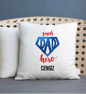 Super Dad Babaya Hediye İsme Özel Yastık