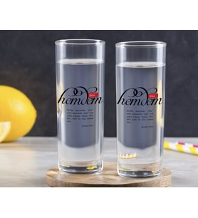 BK Gift Kişiye Özel Renkli Baskılı Mânâ Hemdem Tasarımlı İkili Vodka Bardağı-1 (Beyaz)