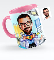 BK Gift Kişiye Özel Bay Doktor Karikatürlü Pembe Kupa Bardak  2