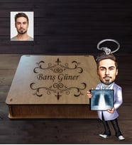 Kişiye Özel Doktor Karikatürlü Ahşap Anahtarlık Kutulu Bay-4