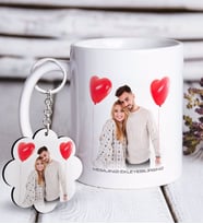 BK Gift Kişiye Özel Fotoğraflı Mesajlı Beyaz Kupa ve Anahtarlık Hediye Seti (Model 1)