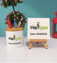 Diyetisyen Hediye Kalemlik ve Dekoratif Taş Baskı Hediye Seti