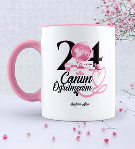 BK Gift Kişiye Özel Canım Öğretmenim Pembe Kupa Bardak  2
