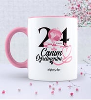 BK Gift Kişiye Özel Canım Öğretmenim Pembe Kupa Bardak  2
