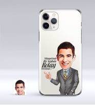 BK Gift Kişiye Özel Erkek Kolay Yetişmiyor Karikatürlü iPhone 11 Pro İnce Şeffaf Silikon Telefon Kapağı-2 (Beyaz)