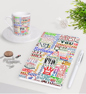 BK Gift Kişiye Özel Happy Birthday Beyaz Defter Kalem Türk Kahvesi Fincanı Seti-2 (Model 1)