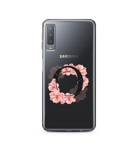 Pembe Çiçekli Harf Tasarım Süper Şeffaf Silikon Telefon Kılıfı Samsung A7 (2017)