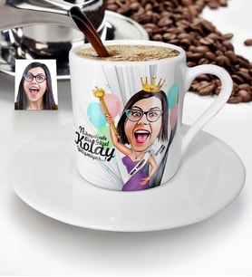 BK Gift Kişiye Özel Bayan Güzellik Kraliçesi Karikatür Türk Kahvesi Fincanı  1