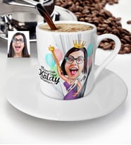 BK Gift Kişiye Özel Bayan Güzellik Kraliçesi Karikatür Türk Kahvesi Fincanı  1
