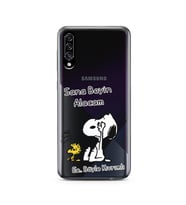Snoopy Tasarımlı Süper Şeffaf Silikon Telefon Kılıfı Samsung A30s