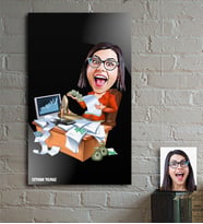 BK Gift Kişiye Özel Bayan Bankacı Karikatür Ahşap Tablo - 2