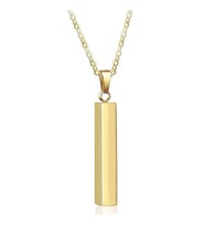 Chavin Uzun Bar Çelik Bayan Erkek Kolye eb42 (Gold)