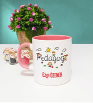 Pedagoga Özel Tasarımlı Pedagog Kupa Bardak Pembe