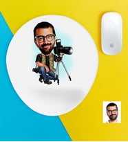 BK Gift Kişiye Özel Bay Profesyonel Fotoğrafçı Karikatürlü Bilek Destekli Mouse Pad (Beyaz)