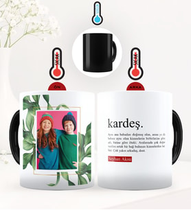 BK Gift Kişiye Özel Fotoğraflı Kardeş Anlamı Sihirli Kupa Bardak - 1 (Siyah)